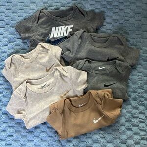 Nike Infant Bodysuit 6 piece- Gray, Tan, and Cream